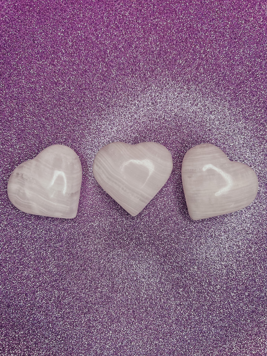 Pink Calcite Heart Shaped Palm Stones