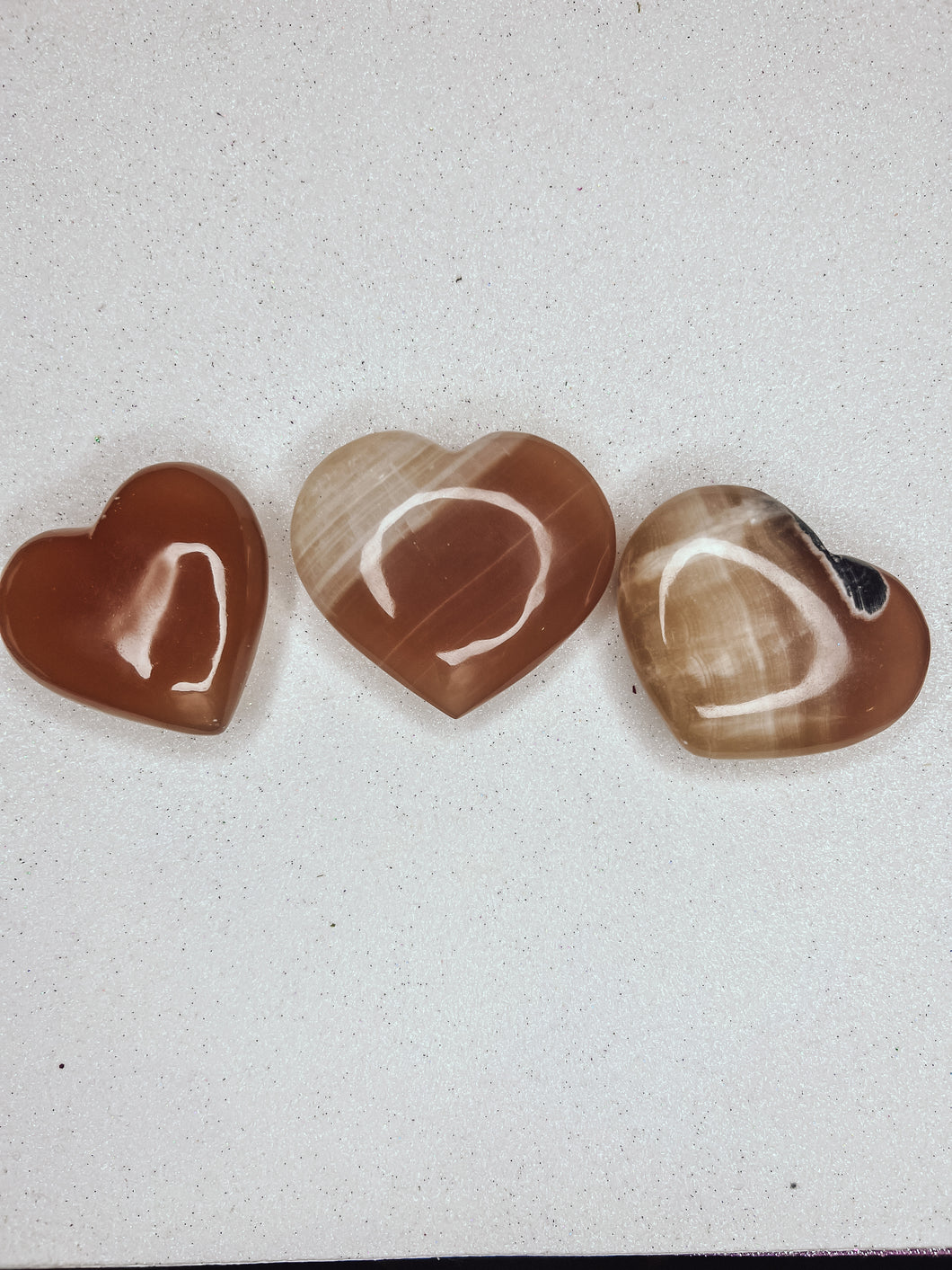 Honey Calcite Heart Shaped Palm Stones
