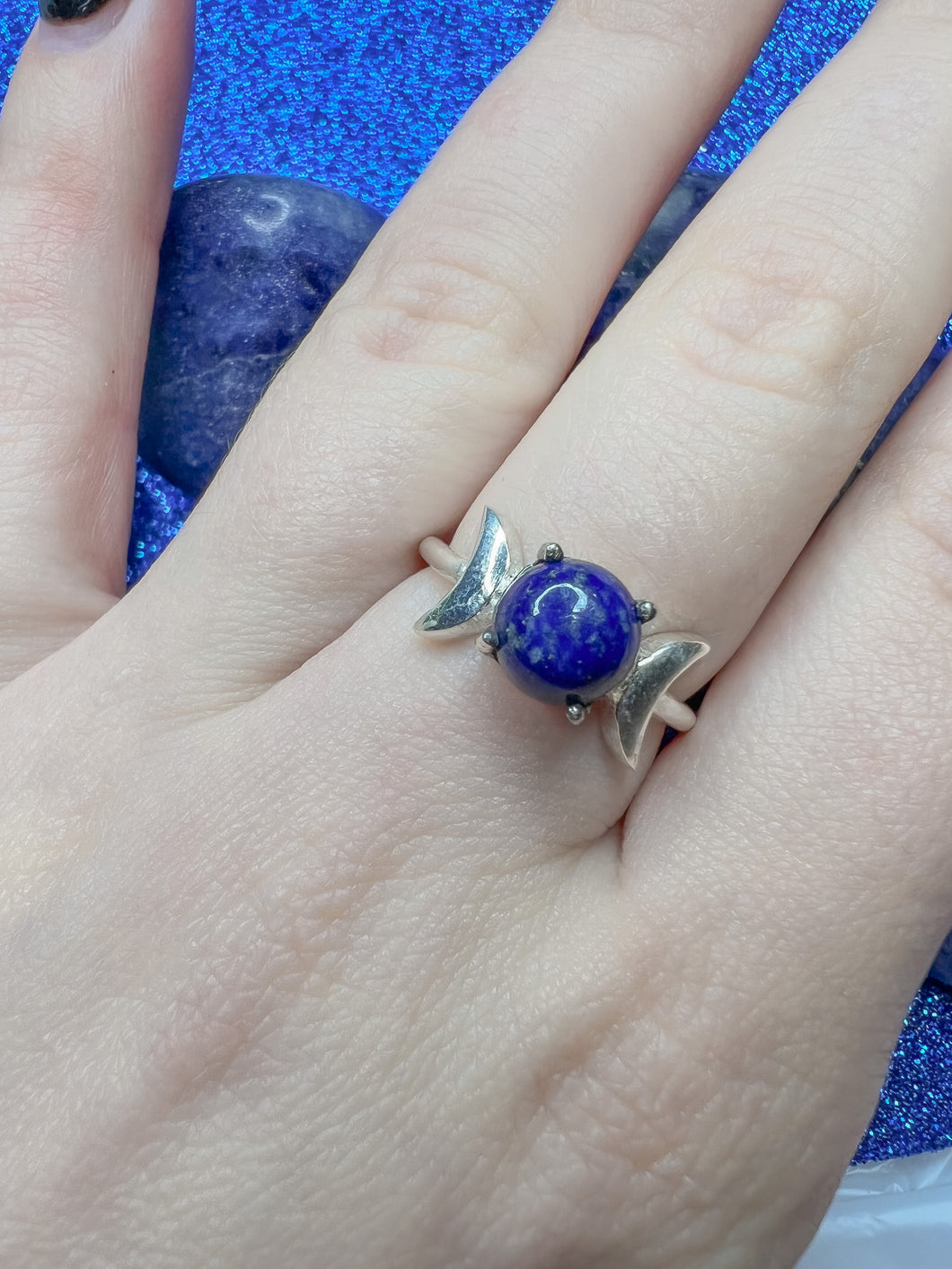 Sodalite Sterling Silver Moon Ring